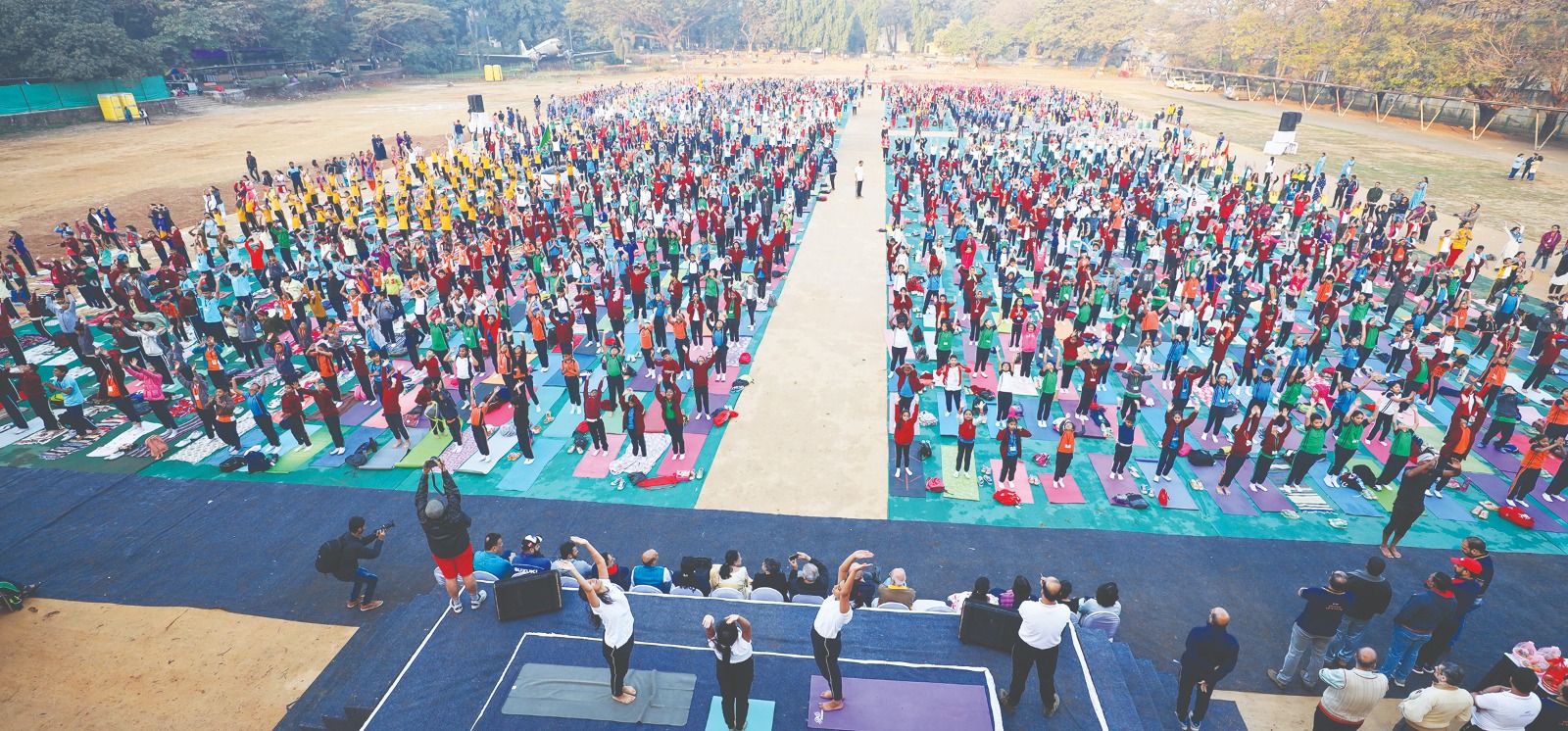 2500 students performing Suryanamaskar a record registered in India Book of Records
